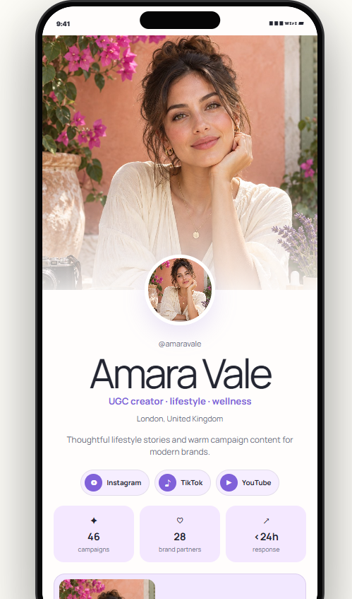 Soft Aura example profile for Amara Vale